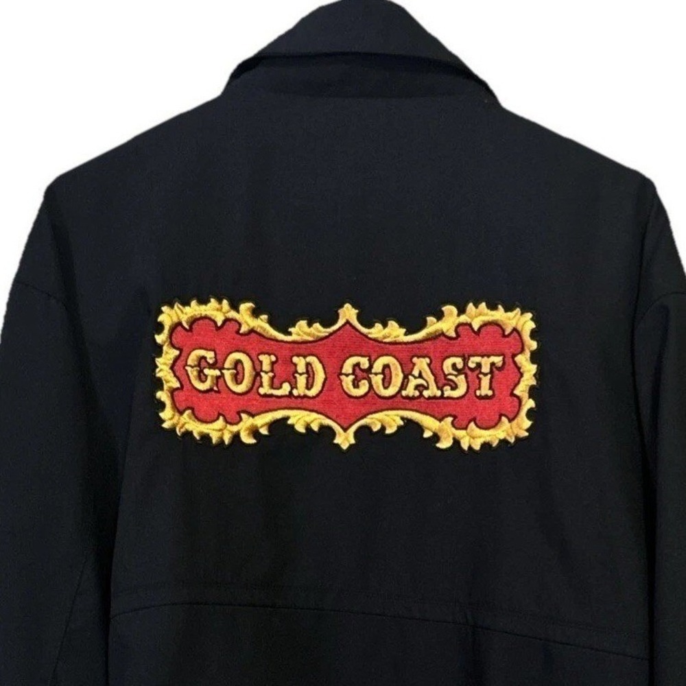 VTG Gold Coast Casino Men's Black Bomber Jacket Size‎ Large Embroidered Patch